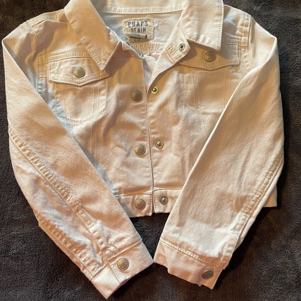 CHAPS White Jean Jacket